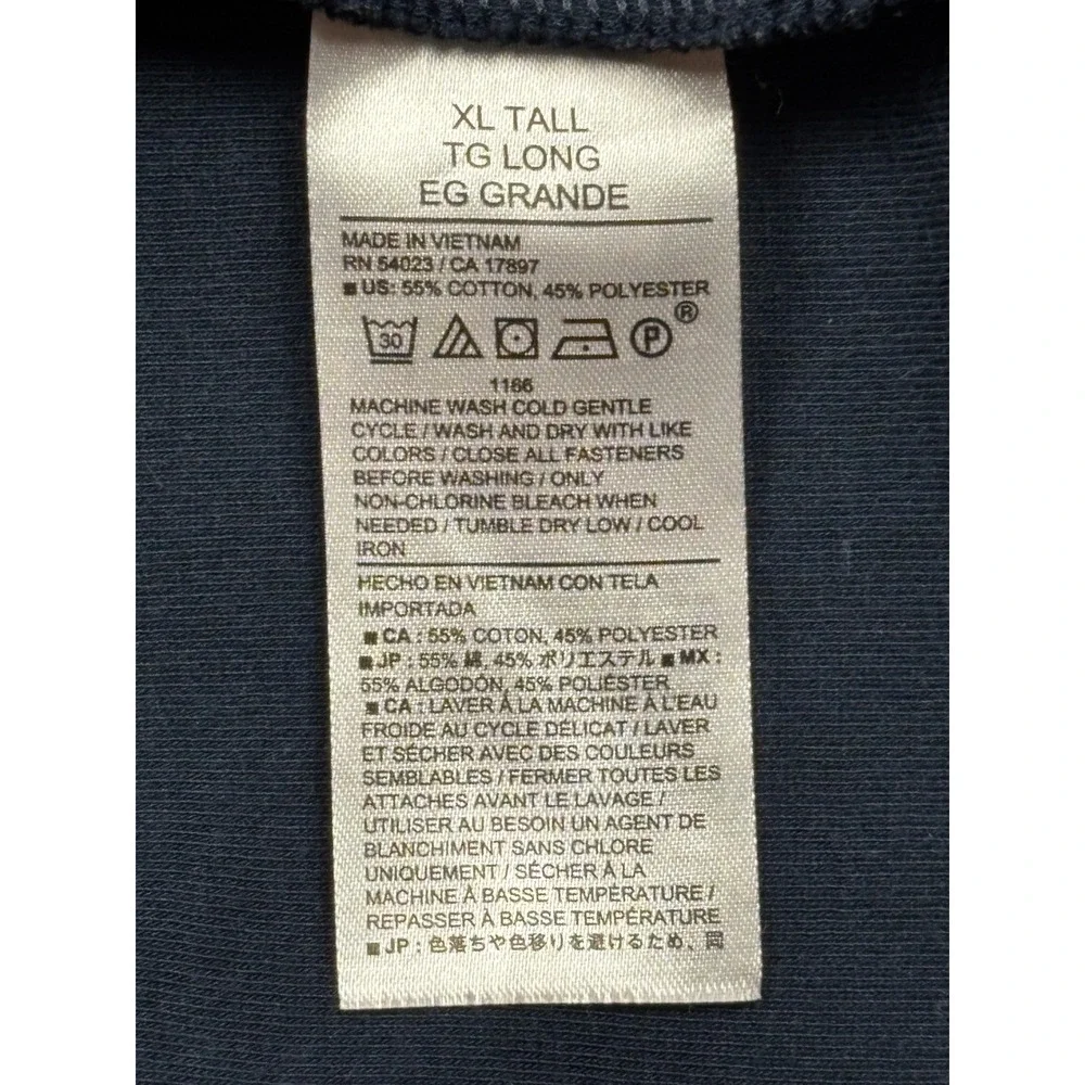 Banana Republic‎ Scuba Bomber Jacket Mens XL Tall Preppy Navy Blue 832224-00